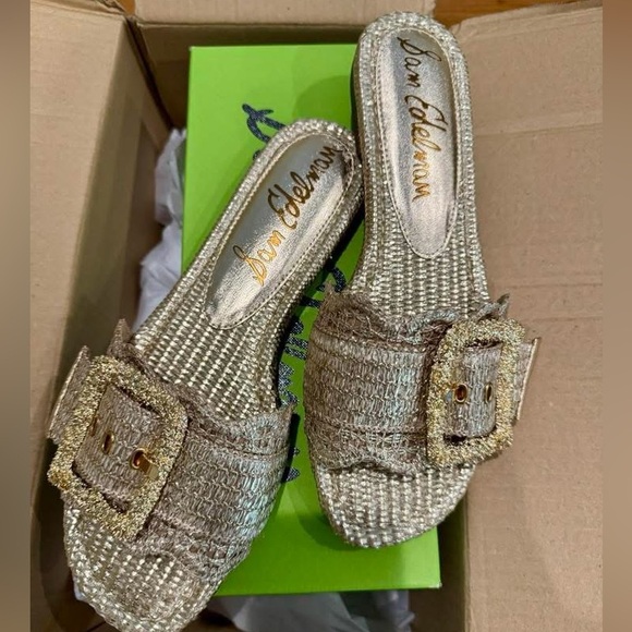 Sam Edelman Shoes - NIB Sam Edelman Bambi Metallic Gold Woven Sandals